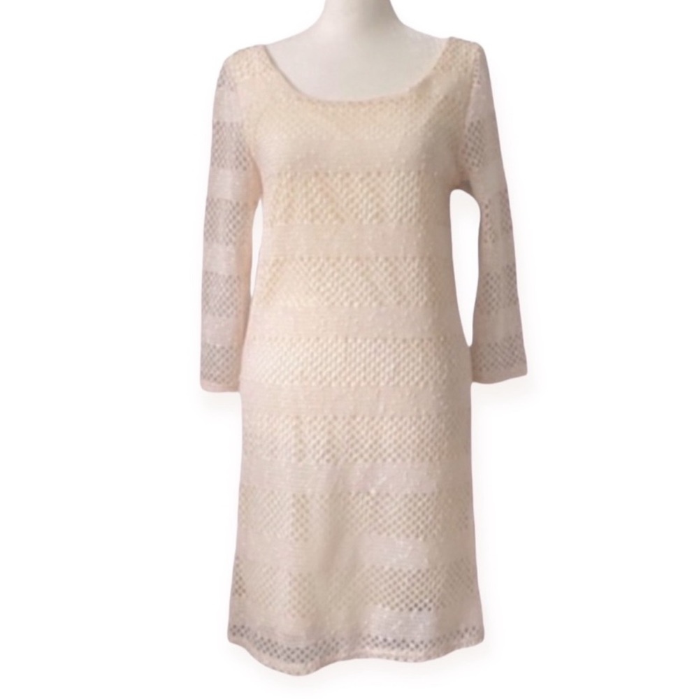 NWT Red Dress Boutique Crochet 3/4 Sleeve Dress size women's small - ivory cream